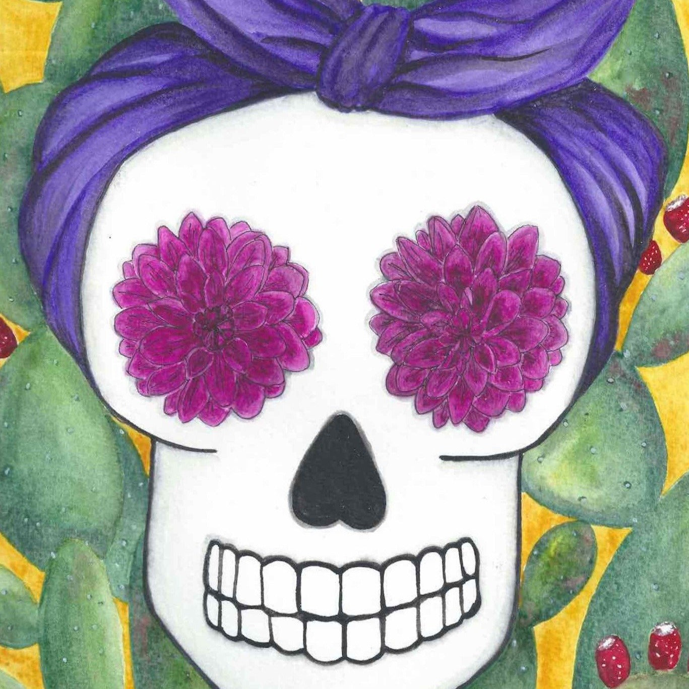 Sugar Skull in Cactus Print