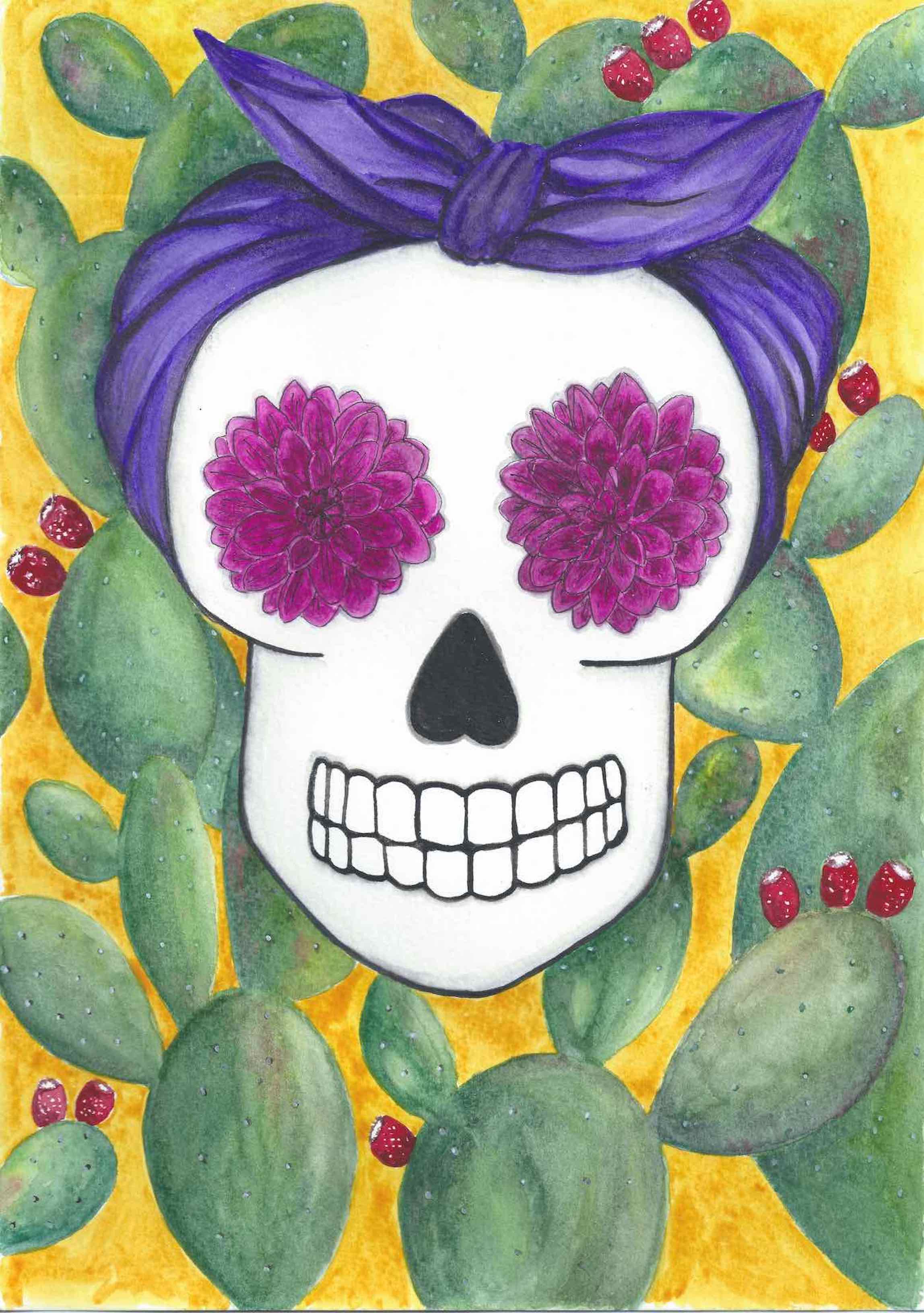 Sugar Skull  in Cactus Print
