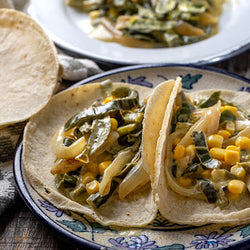 Poblano Rajas with Mushrooms Tacos