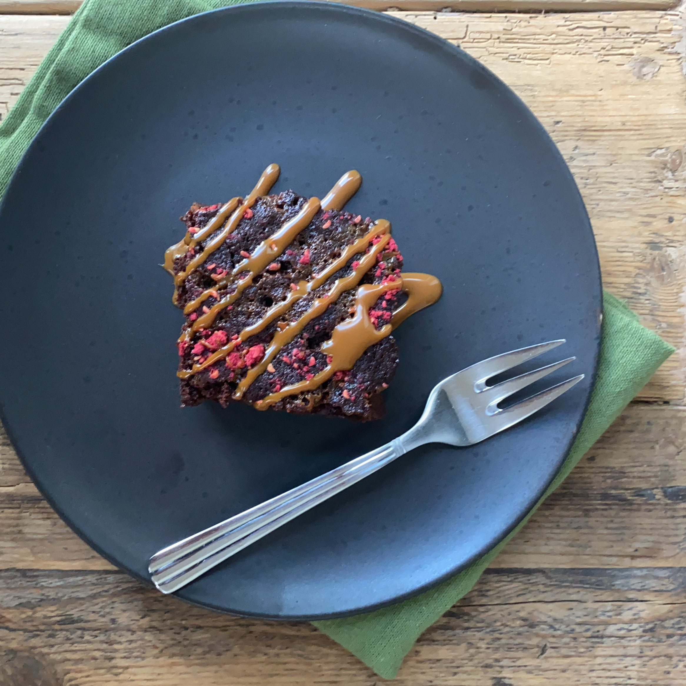 cajeta quemada drizzled over brownies